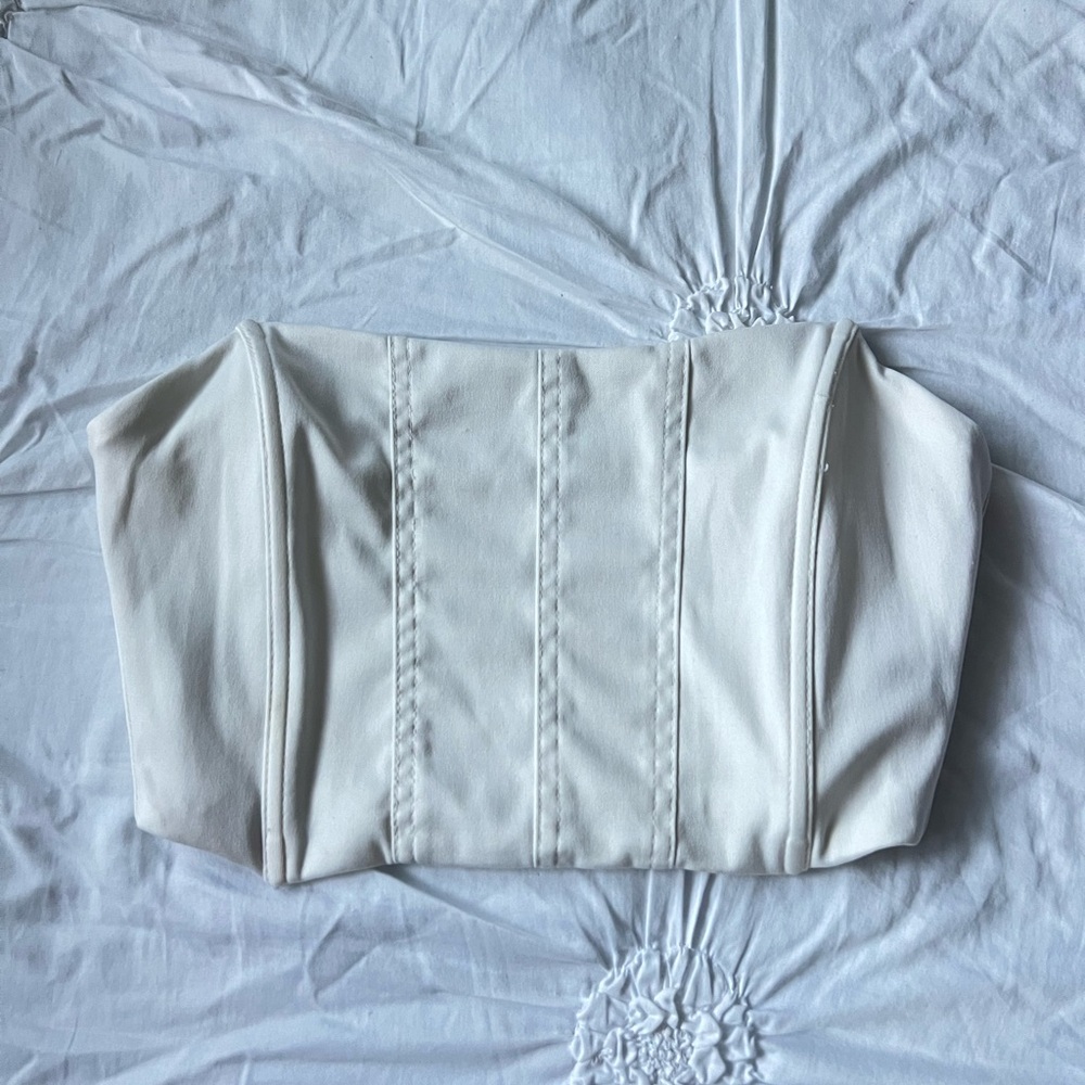 White Strapless Corset Crop Top
